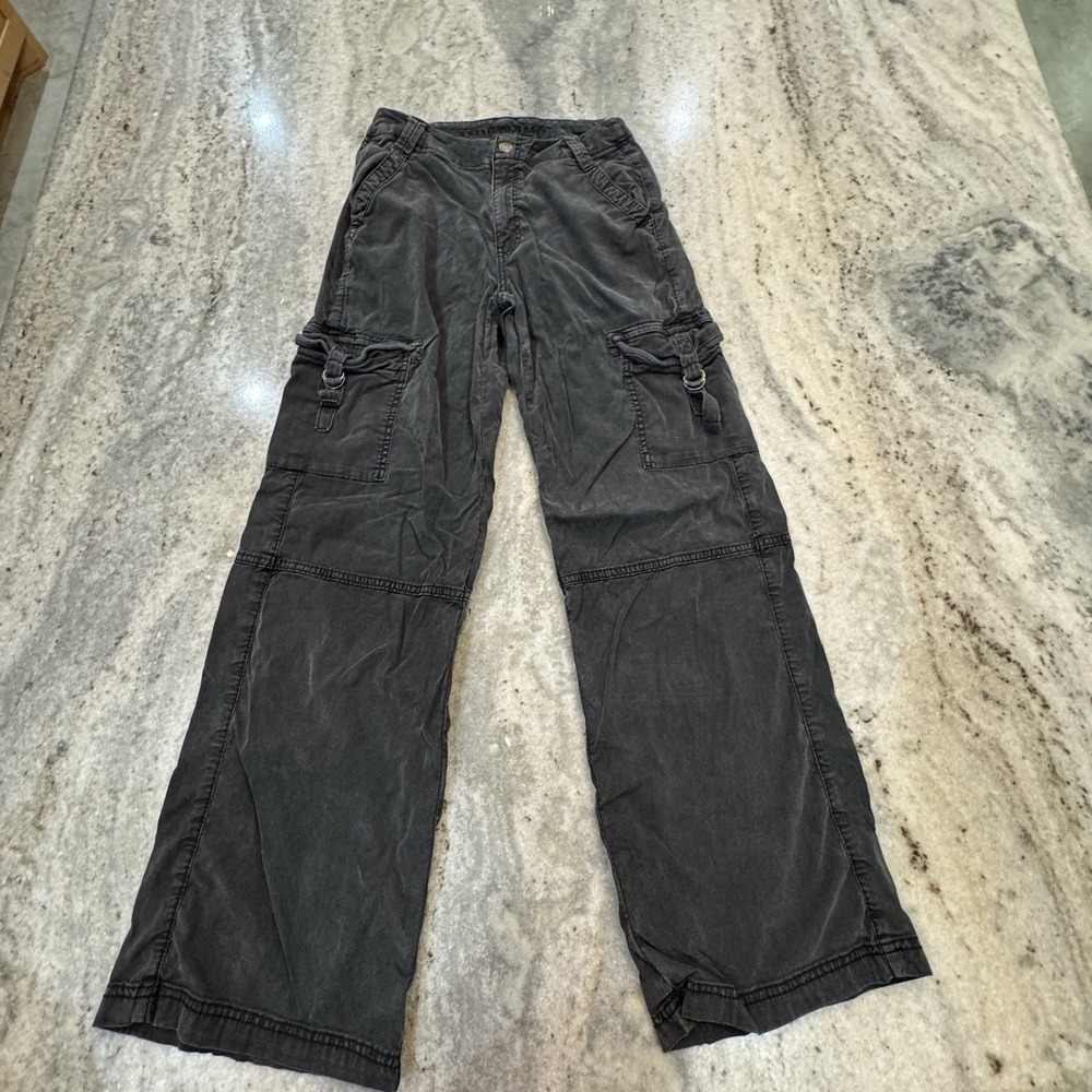 American Eagle 00 XS Black 26x29 Cargo Pants Wide Leg Baggy Black Y2K Skater
